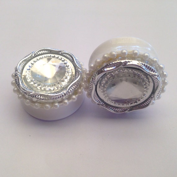 30mm Pearl Gemstone Ear Plugs by TeacupRose on Etsy