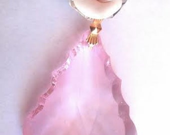 ONE Pink French Chandelier Crystals with White and Pink Roses