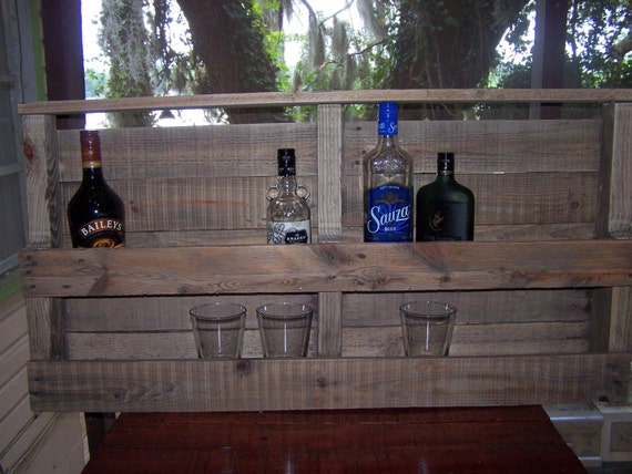 Wall Hanging Liquor Bar Shelf made from Recycled Reclaimed