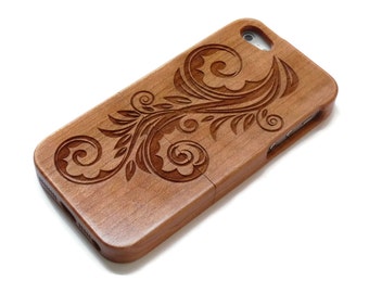 iphone 5 case / iphone 5S case wood - wooden iphone 5 case bamboo, cherry and walnut wood - Flower