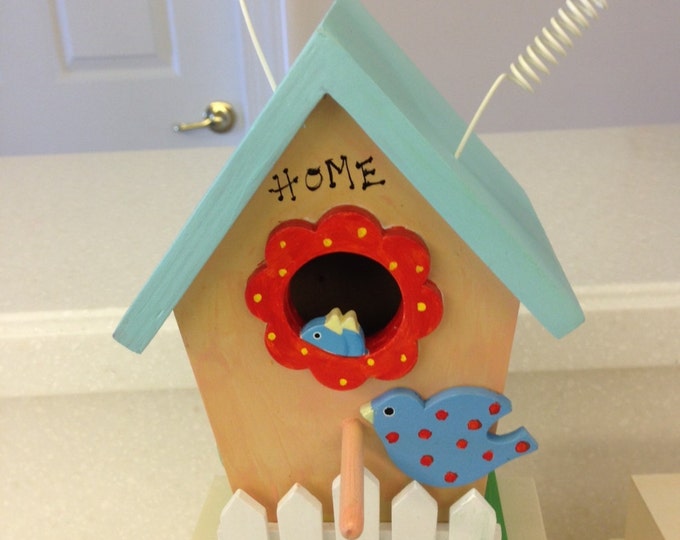 Decorative Birdhouse with "Springy" Bird and Sun on Top