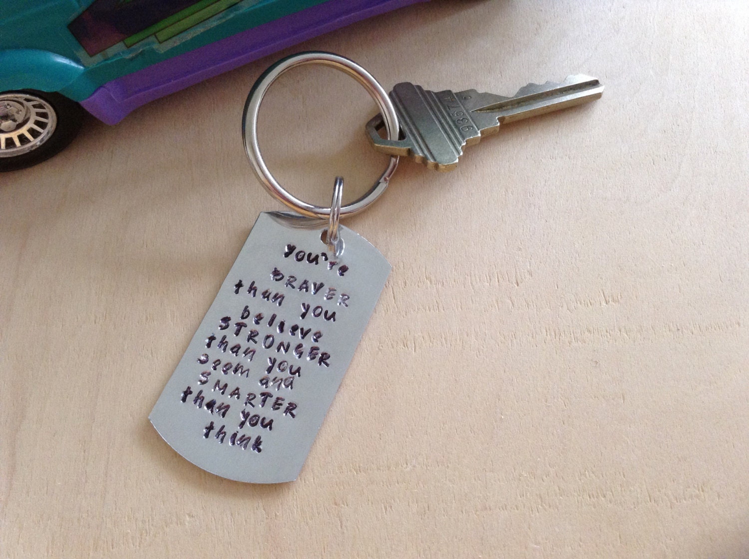 Dog tag Key ring... Key chain... Personalized hand stamped