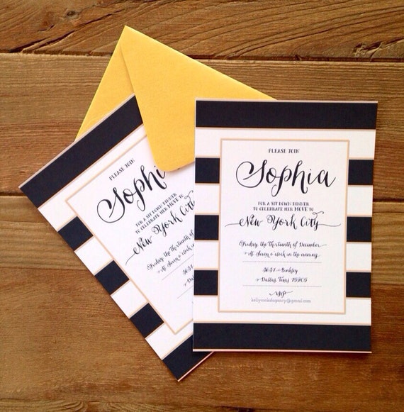Printable invitations black & white stripes invitation
