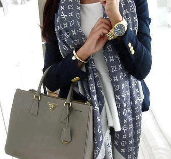 Louis Vuitton Pearl Grey Monogram Denim Shawl Louis Vuitton