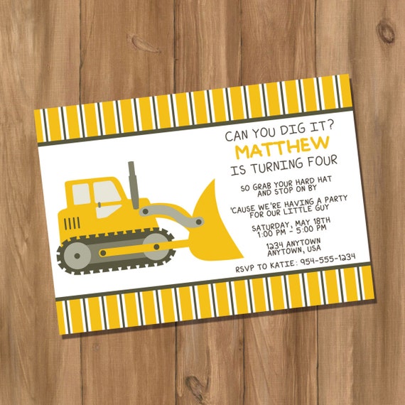 Bulldozer Birthday Invitations 8