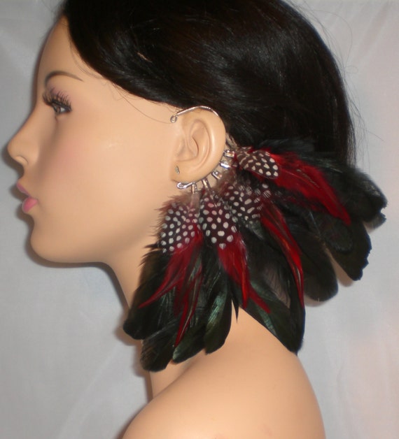 Feather Ear Cuff Earrings Feather Earring Boho Earring