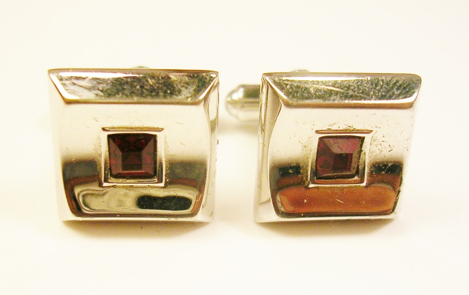 Vintage Hickok Cufflinks / silver tone square / made in usa