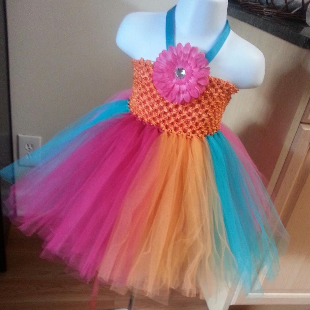 Pink Orange and Teal Tutu Dress