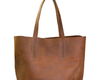 Popular items for brown leather tote on Etsy