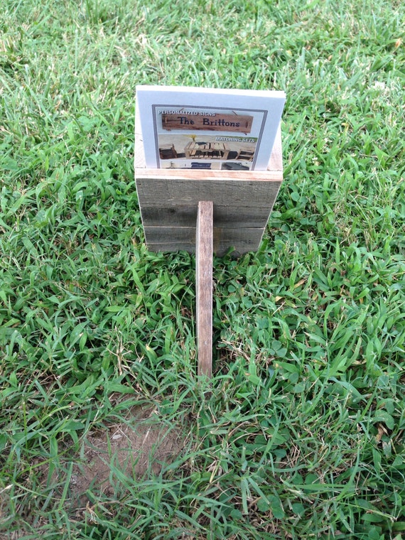 Pallet business card/brochure holder repurposed