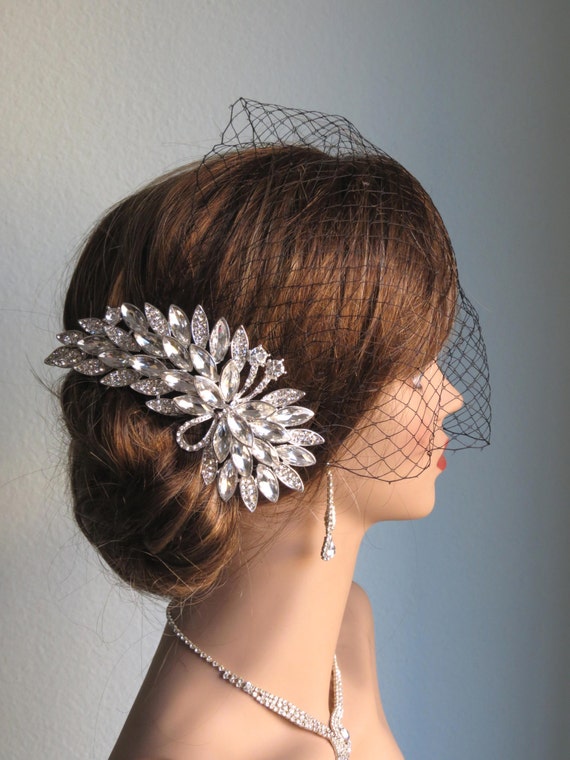 Crystal Wedding Comb Fascinator Wedding Accessory Vail Bridal