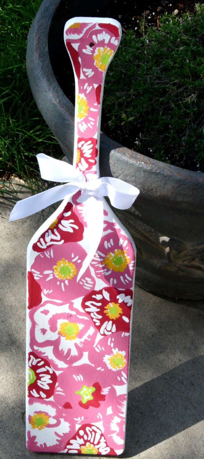 Lilly Pulitzer Inspired Hand Painted Sorority Paddle Scarlet