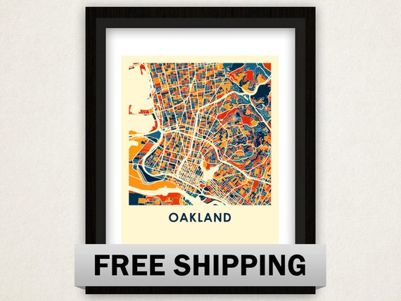 Oakland Map Print Full Color Map Poster by iLikeMaps on Etsy