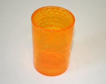 ORANGE SPIRAL GLASS, Hand Blown Glass Tumbler, Art Glass, Blown Glassware, Blown Drinking Glasses, Hand Blown Glass Art, Orange Glassware