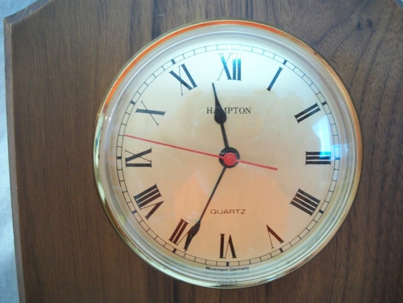 Vintage Hampton Quartz Clock And Thermometer Wood Made in
