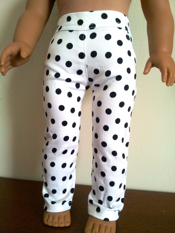 White w/Black Dots Stretch Twill Skinny Pants for American Girl by The Glam Doll