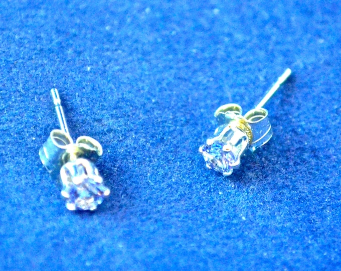 Tanzanite Stud Earrings, Petite 3mm Round, Natural, Set in Sterling Silver E506