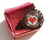 Heart Stitch Necklace - Hand Drawn - Henna - Mehndi - Floral Design - Love - Happiness