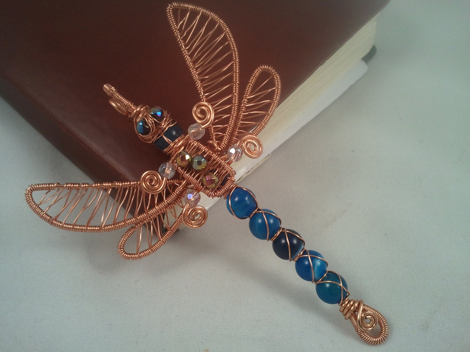Wire Wrapped Pendant Dragonfly Pendant Wire by EmmaWyattArt