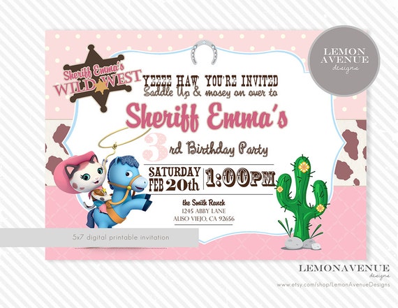 Sheriff Callie's Wild West Invitation Birthday Party, Callie, Sheriff, Disney, Western Party Decor Il_570xn
