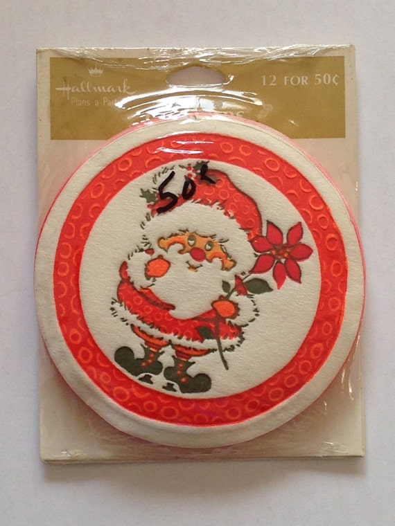 Vintage Christmas Paper Coasters by Hallmark Set of 12 Paper