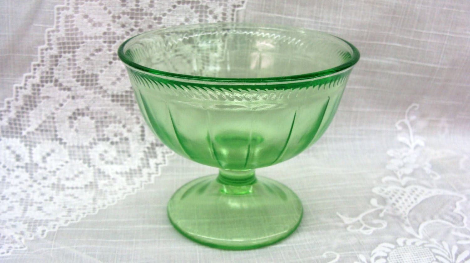 Federal Glass Green Depression Glass Colonial Fluted Sherbet