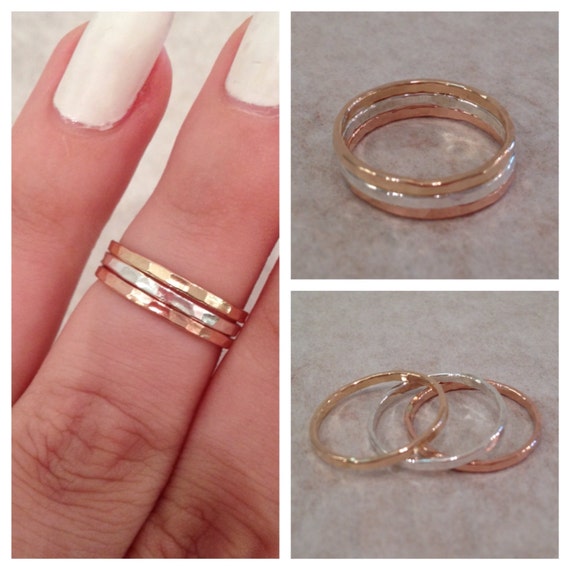 Items similar to Tri colored Stackable Rings handmade in Kailua Hawaii