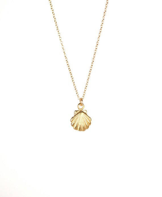Tiny shell necklace gold shell necklace sea shell
