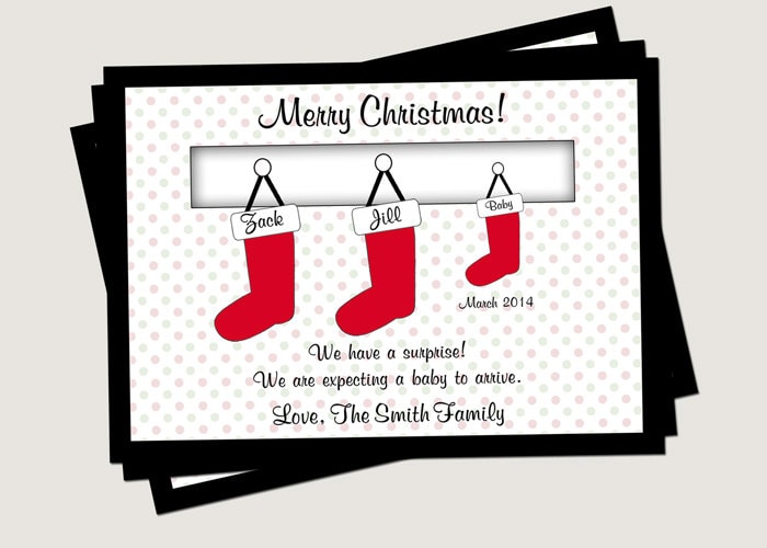 Christmas Card Pregnancy Announcement Family Stockings You