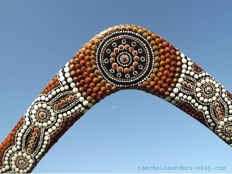Authentic Aboriginal Boomerang Hand painted Dot Art