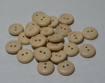5/8" Wood Buttons - Set of 25 - 5/8 Inch Button - Unfinished - Wooden Buttons - 1/8" Thick - DIY - Set of 25 - DIY - Clothes Buttons