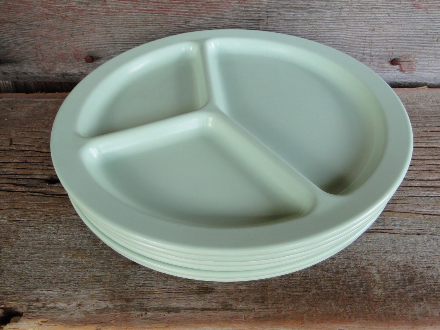 3 Vintage Melamine divided compartment 10 dinner plates