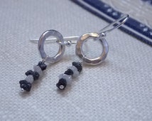 Rough Diamond Earrings black and white diamond chip earrings on Silver ...