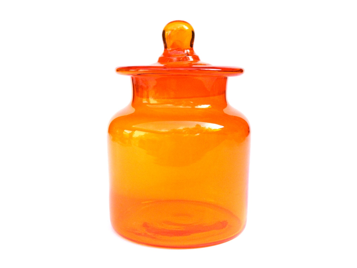 Vintage Orange Vaseline Glass Small Apothecary Jar with Lid