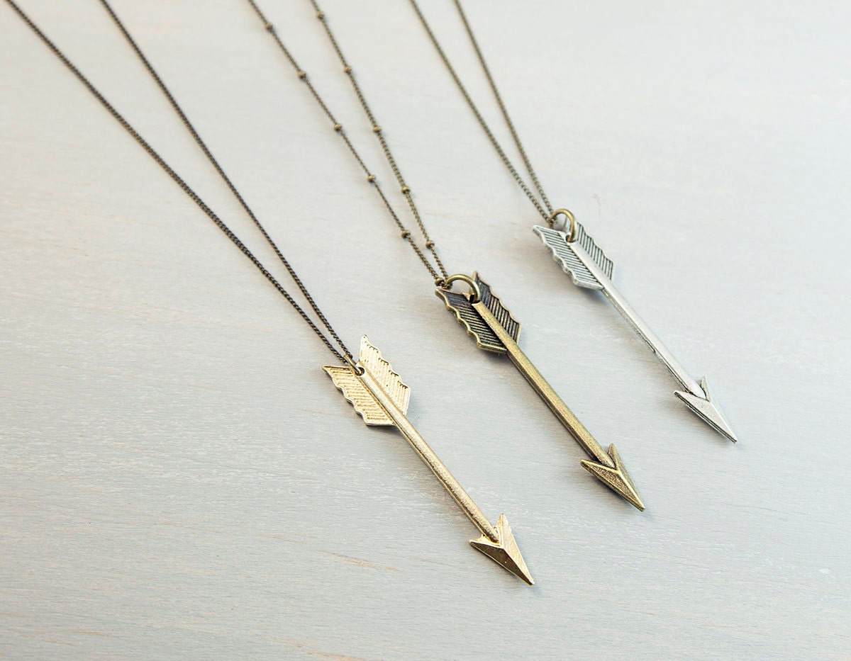 Arrow necklace THE ARCHER in Bronze // Large Antique Bronze