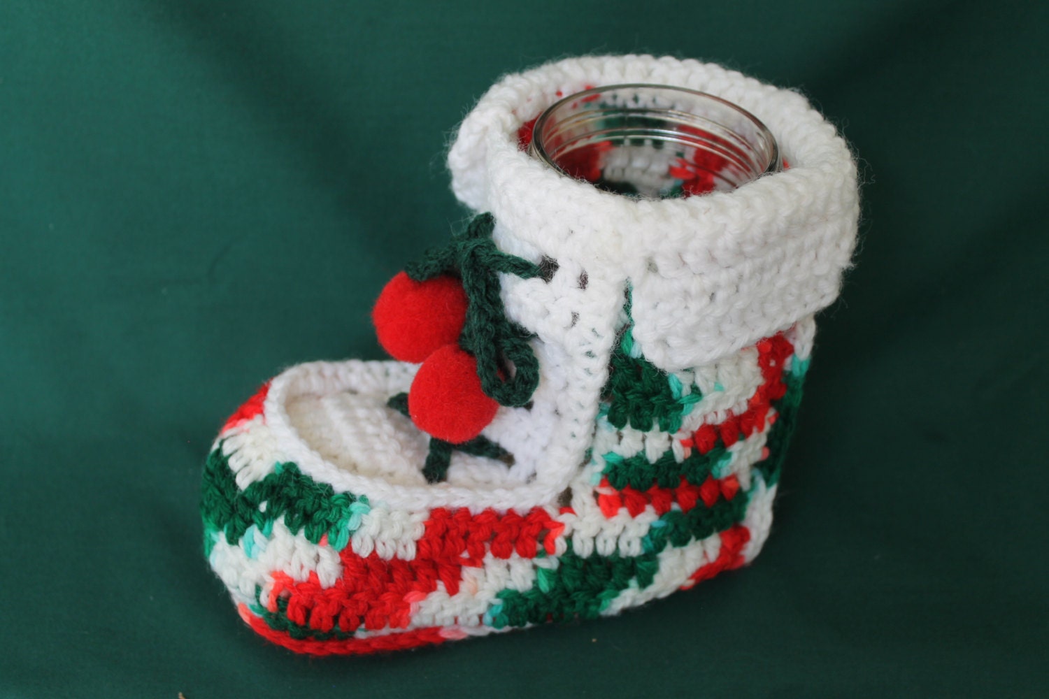 Vintage crochet Santa boot Christmas boot by julesoldjewels