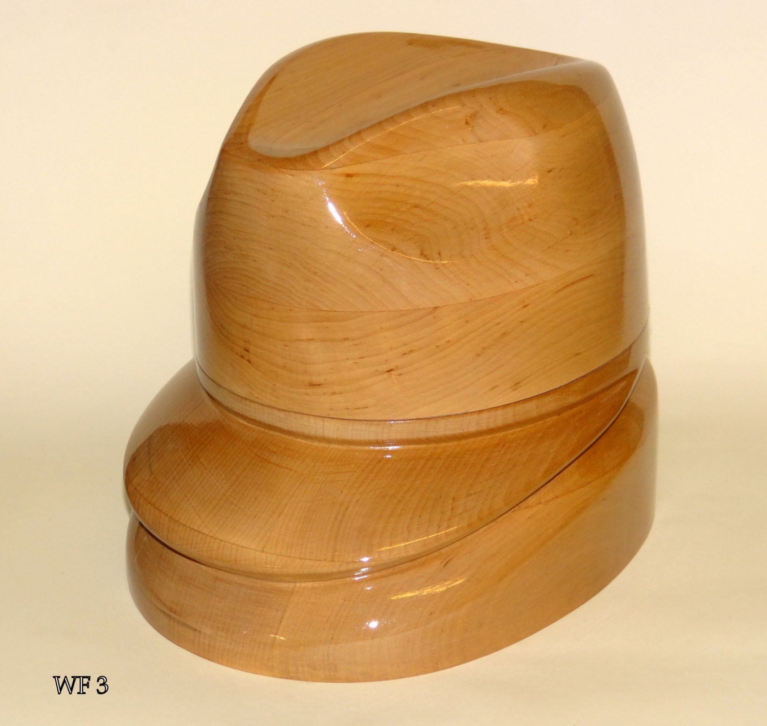 Wooden hat block millinery hut form form a' chapeau