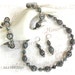 Black Grey Glass Crackle Beads Necklace Bracelet Earrings Set - Statement Jewelry - Antique Silver - Glass Beads 3pc Jewelry Set