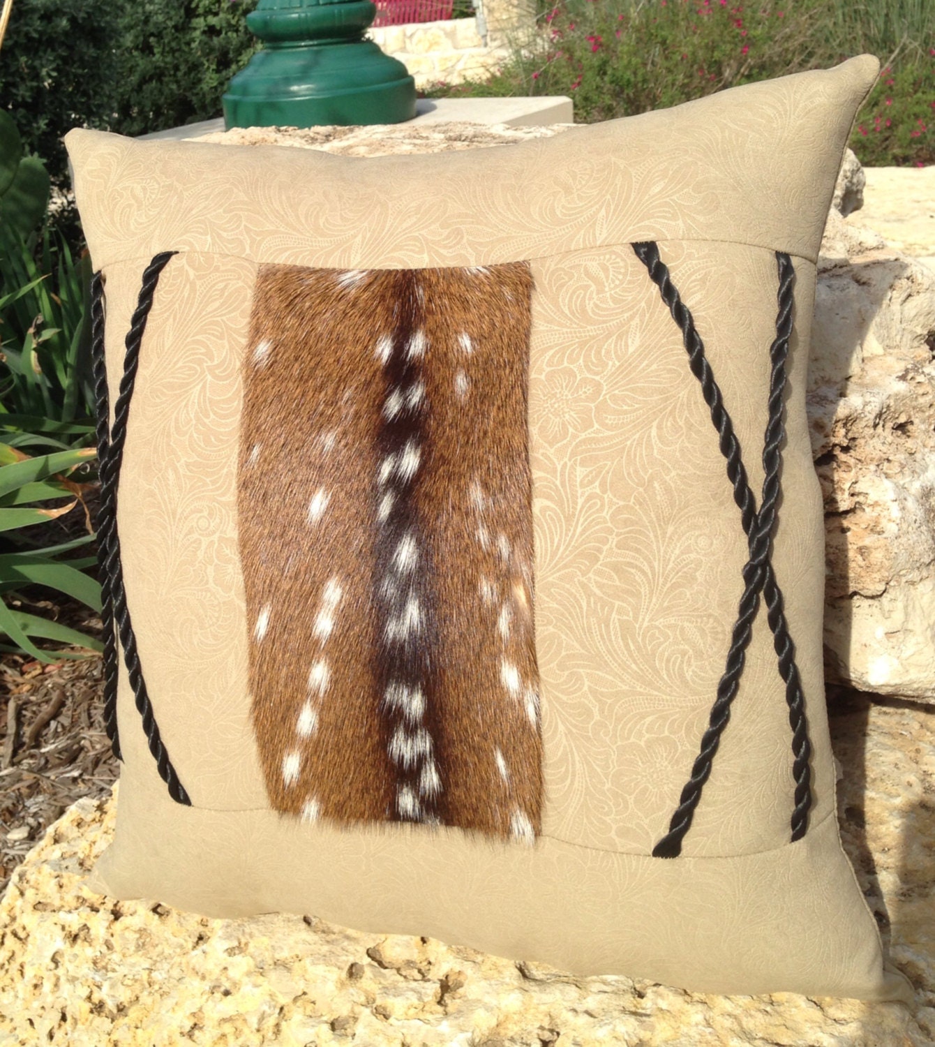 Decorative Axis deer hide pillow
