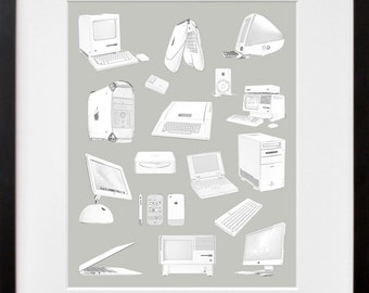 Evolution of the Apple Computer Poster  - Computer Geek Art Print - Macintosh Design - Apple Poster - Mac Poster - Computer Poster