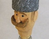 Handmade Wood Russian Cossack Unique Bottle Stopper Art Sculpture Carving by Claude's Woodcarving