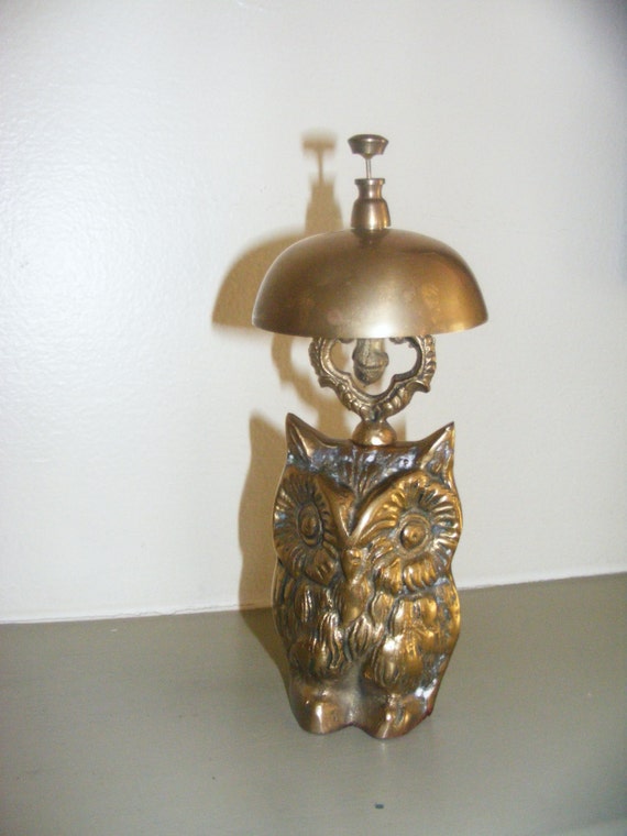 Vintage Brass Owl Hotel Desk Bell