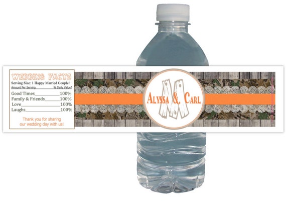 Country Camo Bridal Shower (15ct) Waterproof Water Labels Bottle Birthday Party Baby Shower Bridal Il_570xn