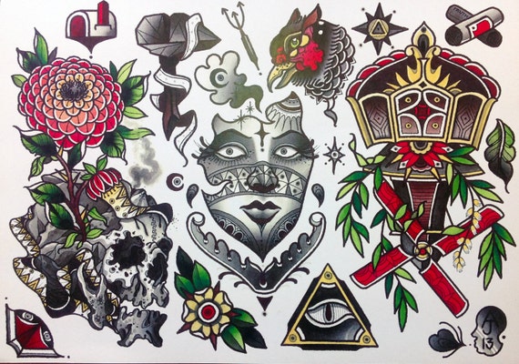 Tattoo Flash Sheets For Sale | sale aaron ashworth tattoo flash art sheet 08 Tattoo Flash Sheets For Sale | sale aaron ashworth tattoo flash art sheet 08
