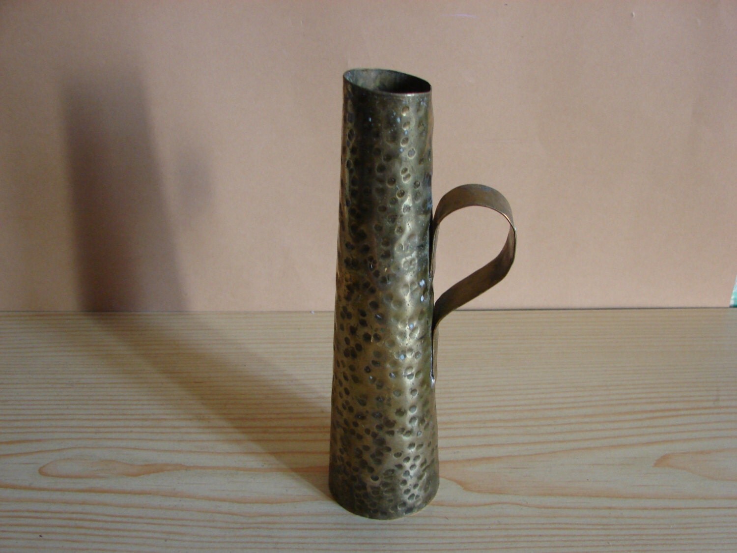 Vintage Hammered Brass Bronze Vase with Handle / by Luckytage