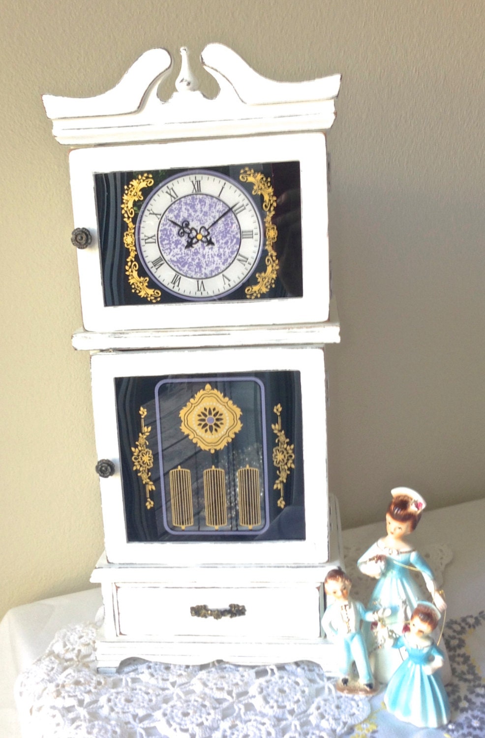 shabby chic grandfather clock vintage white by fabulousfoxydarling shabby chic grandfather clock vintage white by fabulousfoxydarling