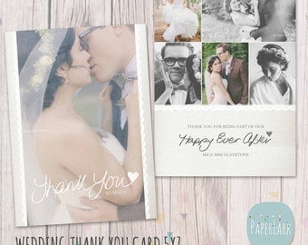 Wedding Thank You Card - Photoshop template - AW016 - INSTANT DOWNLOAD
