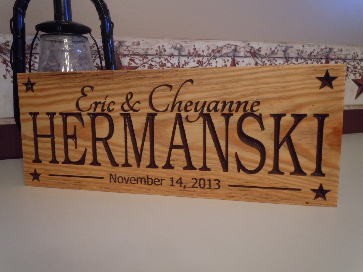 Wooden Rustic Distressed Carved Last Name Family by TKWoodcrafts