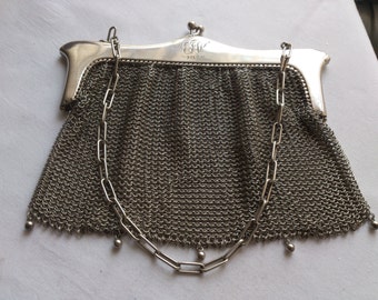 Beautiful antique German silver mes h purseevening bag ... Beautiful antique German silver mes h purseevening bag ...