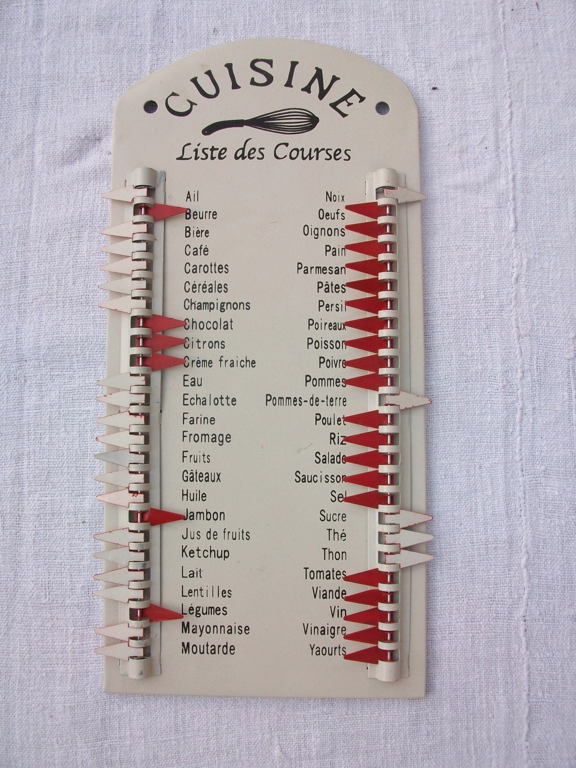 French Shopping List Aide Memoire Metal Vintage French french-shopping-list-aide-memoire-metal-vintage-french